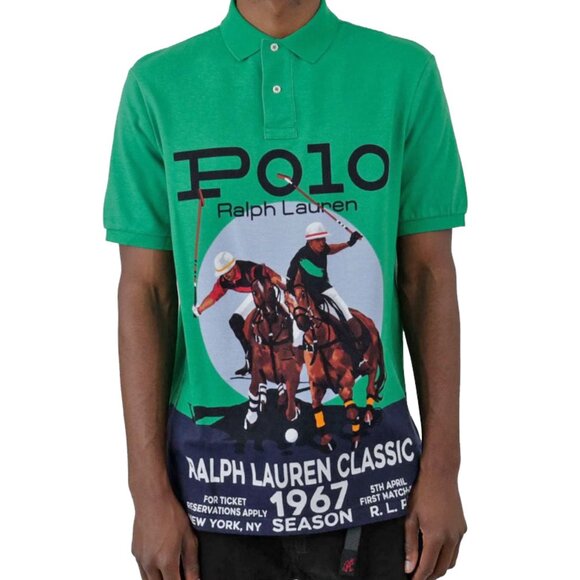 New $168 Polo Ralph Lauren Polo Shirt!SmGreen With Huge Polo Player Graphic